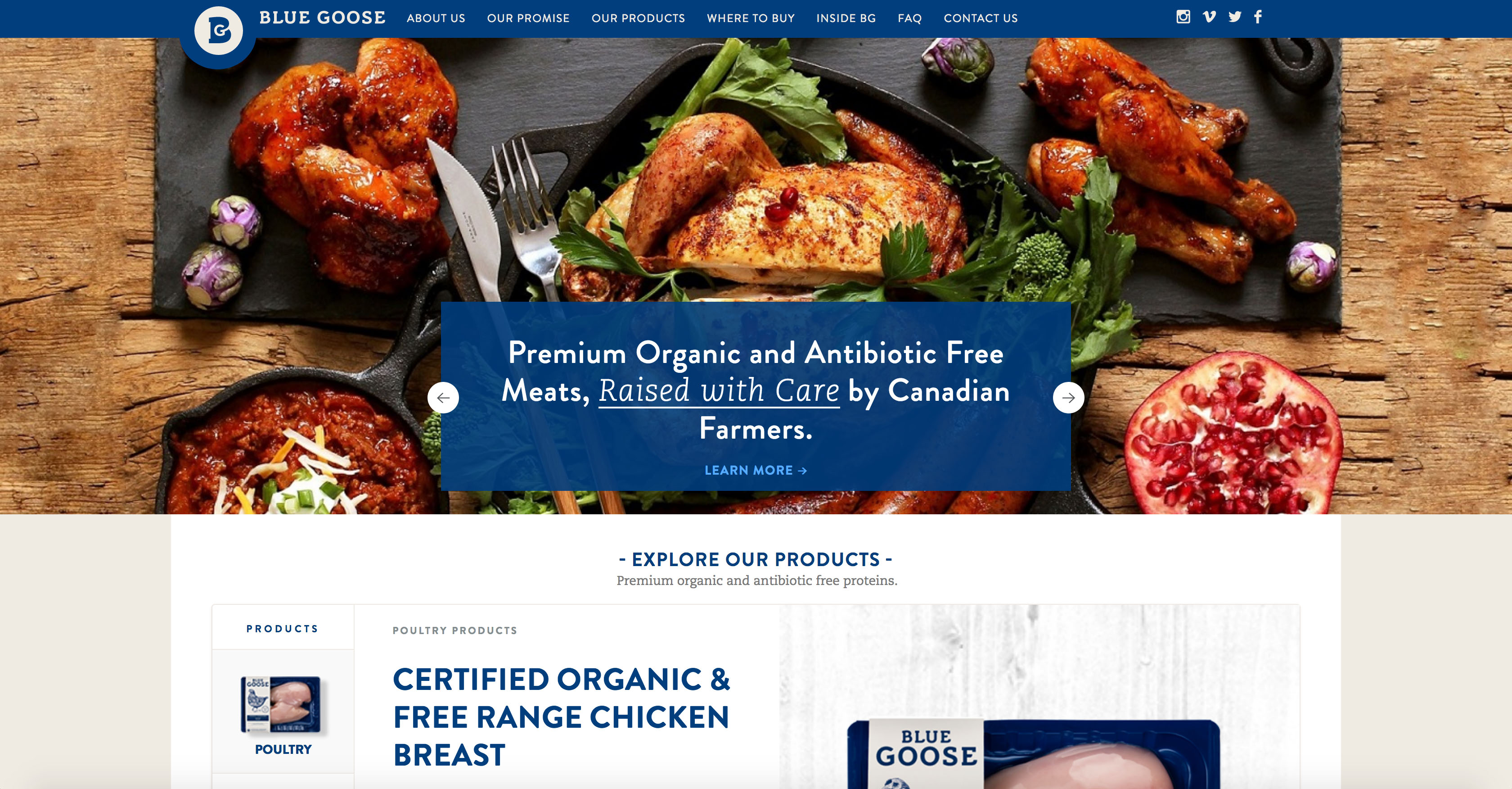 Consumer Product Goods - Blue Goose Hilborn Digital Website Design